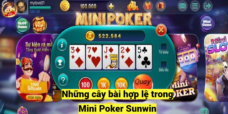 Những cây bài hợp lệ trong Mini Poker Sunwin